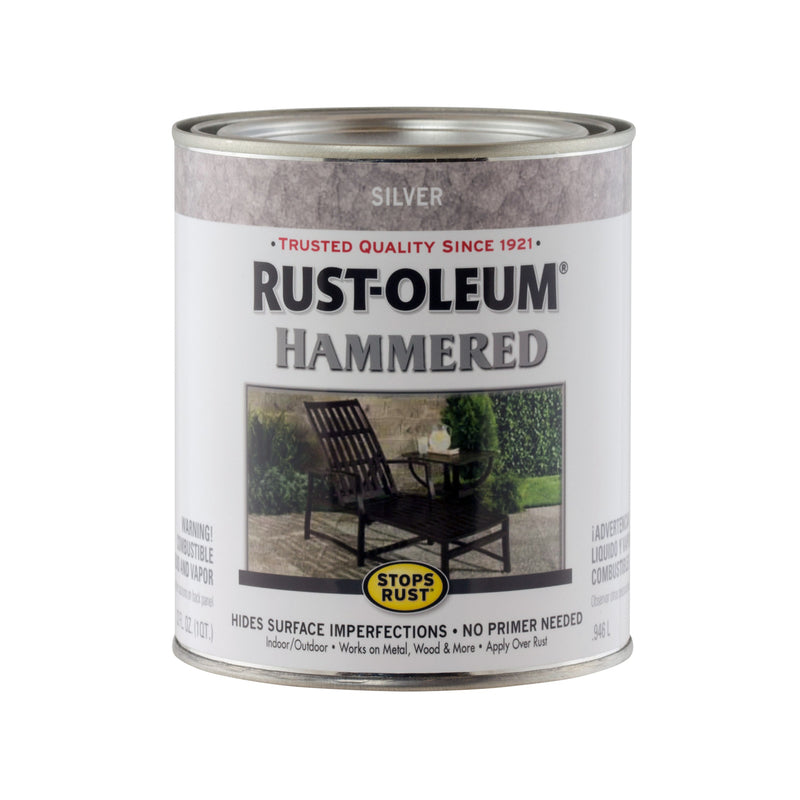 RUST-OLEUM - Rust-Oleum Stops Rust Indoor and Outdoor Hammered Silver Protective Paint 1 qt - Case of 2