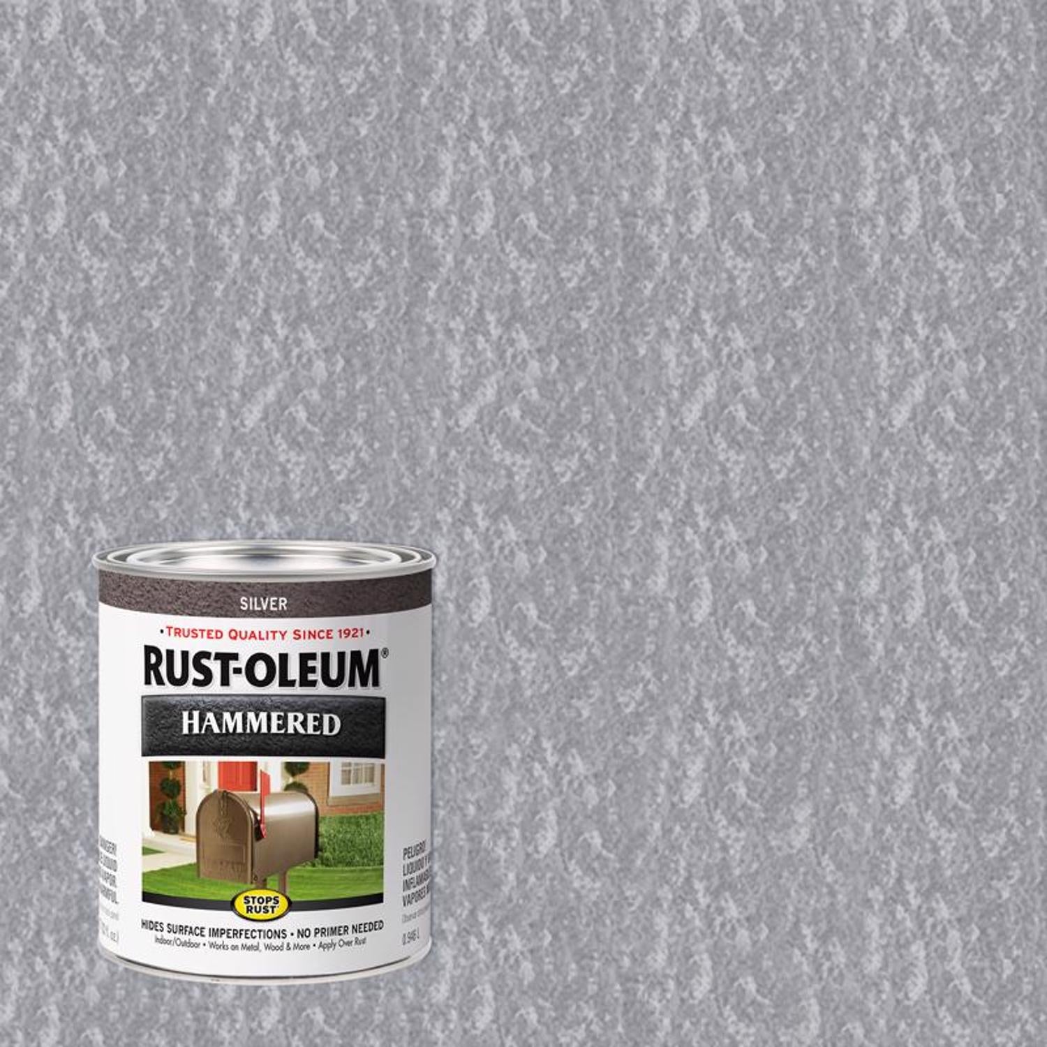 Rust-Oleum Stops Rust Indoor and Outdoor Hammered Silver Protective Paint 1 qt - Case of 2