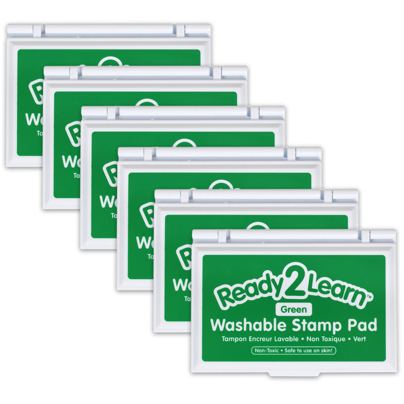 READY 2 LEARN - Washable Stamp Pad - Green - Pack of 6