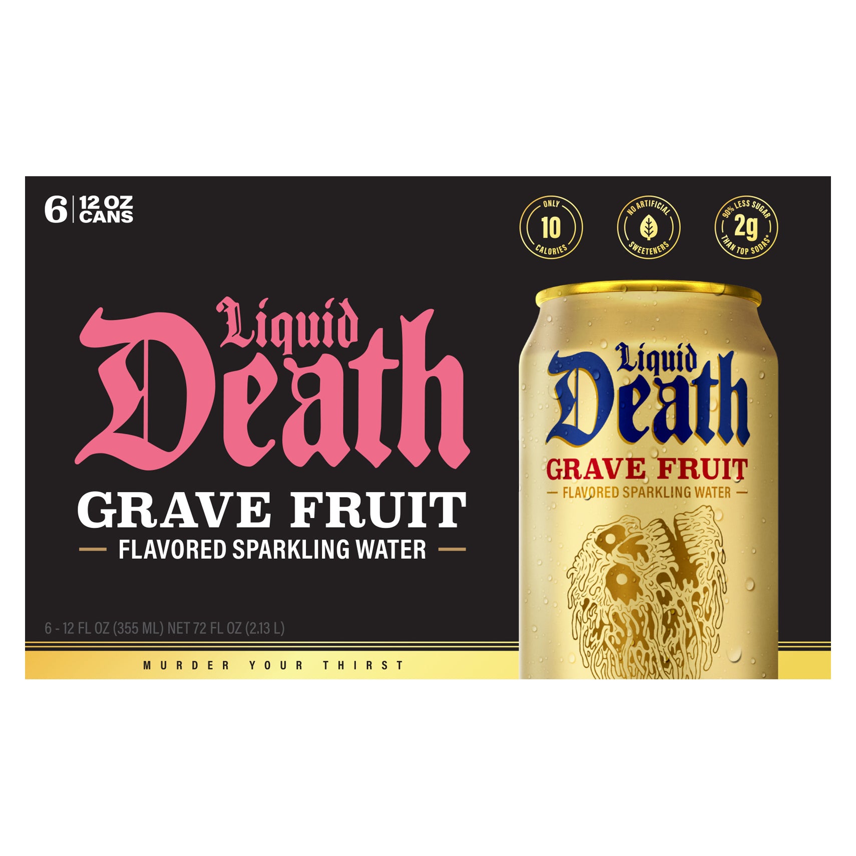 Liquid Death, Grave Fruit, Grapefruit-Flavored Sparkling Water - Case of 4