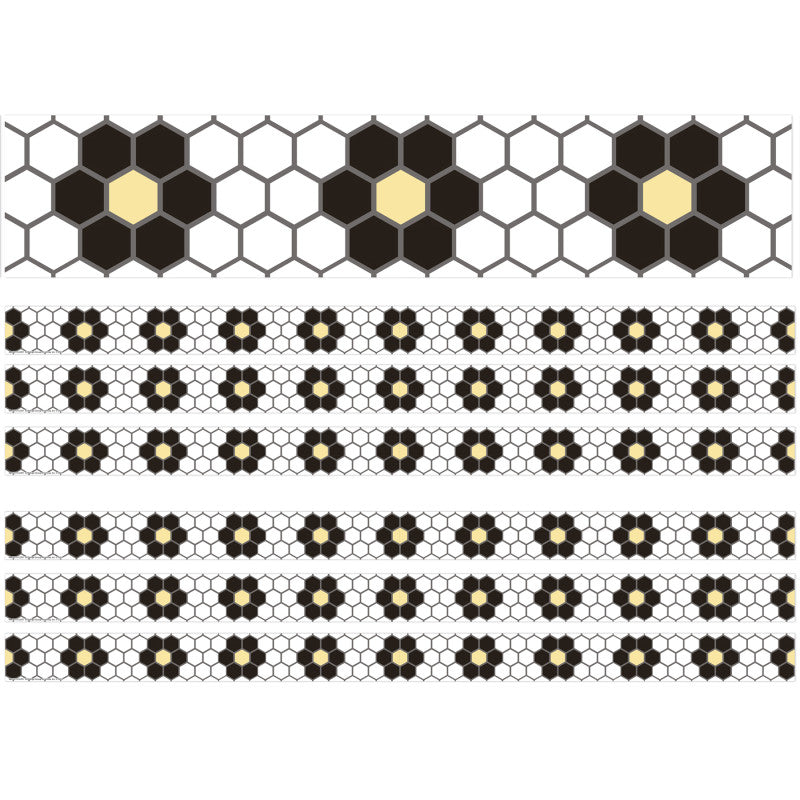 EUREKA - The Hive Floral Mosaic Deco Trim®, 37 Feet Per Pack, 6 Packs