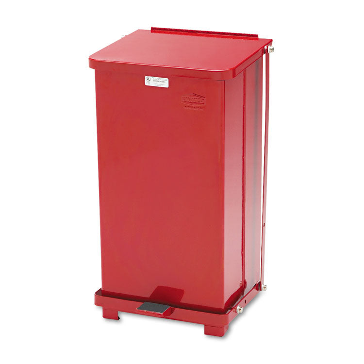 Rubbermaid Commercial - Defenders Heavy-Duty Steel Step Can, 6.5 gal, Steel, Red