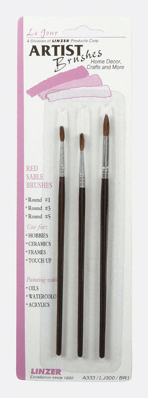 LINZER - Linzer No. 1/3/5 Round Artist Paint Brush Set - Case of 12