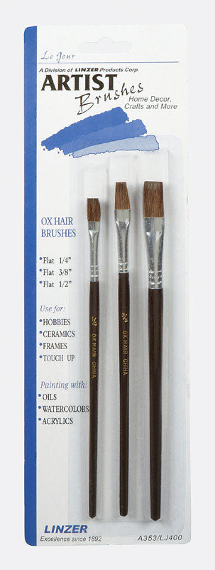 LINZER - Linzer Assorted in. Flat Artist Paint Brush Set - Case of 12