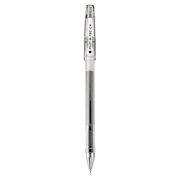 Pilot - G-TEC-C Ultra Gel Pen, Stick, Extra-Fine 0.4 mm, Black Ink, Clear Barrel, Dozen