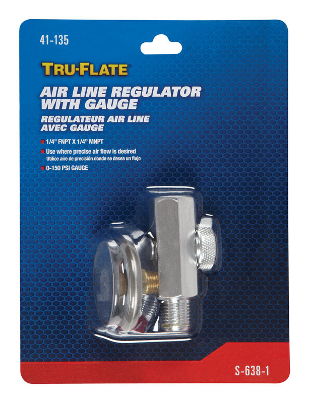 TRU-FLATE - Tru-Flate Steel Air Line Regulator with Gauge 1/4 in. NPT 150 psi 1 pc