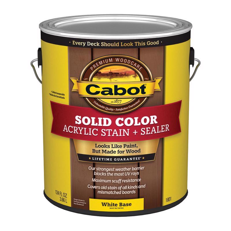 CABOT - Cabot Solid Color Acrylic Stain & Sealer Solid Tintable White Base Acrylic Deck Stain 1 gal - Case of 4