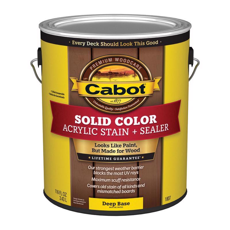 CABOT - Cabot Solid Color Acrylic Stain & Sealer Solid Tintable Deep Base Acrylic Deck Stain 1 gal - Case of 4