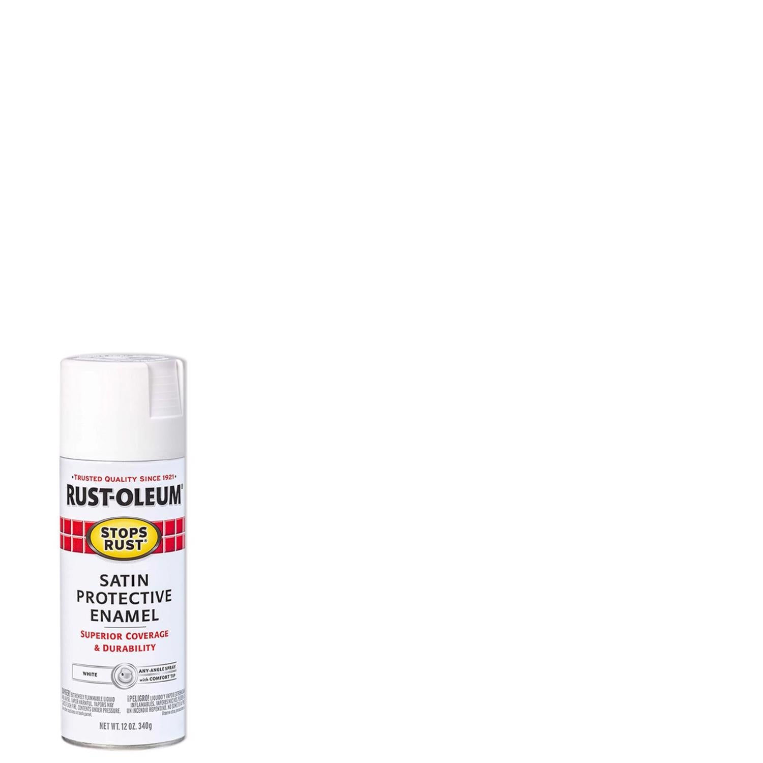 Rust-Oleum Stops Rust Satin White Spray Paint 12 oz - Case of 6