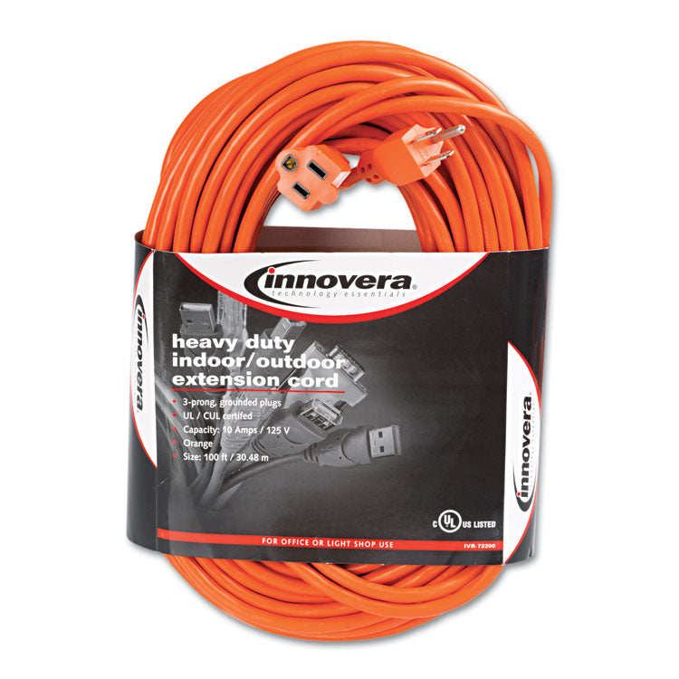 Innovera - Indoor/Outdoor Extension Cord, 100 ft, 10 A, Orange