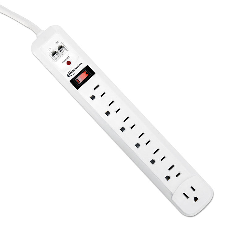 Innovera - Surge Protector, 7 AC Outlets, 4 ft Cord, 1,080 J, White