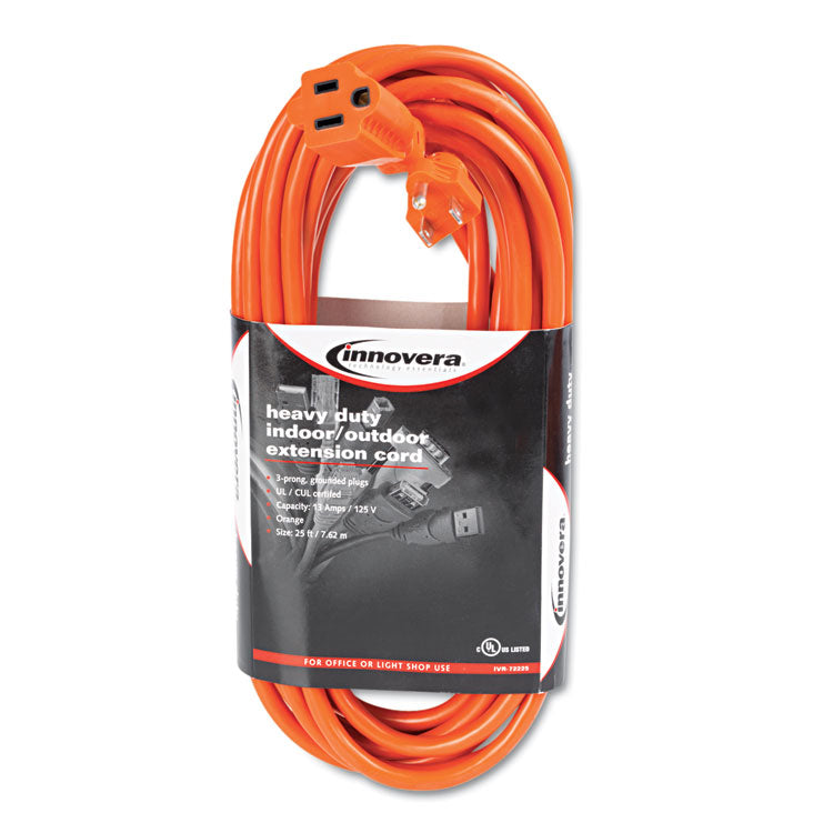 Innovera - Indoor/Outdoor Extension Cord, 25 ft, 13 A, Orange