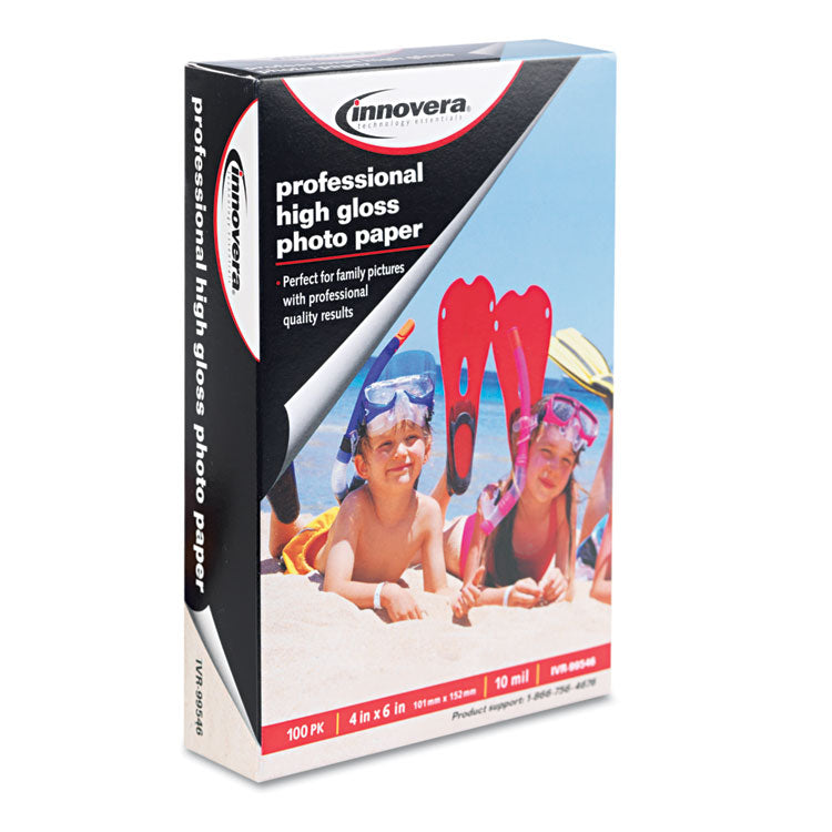 Innovera - High-Gloss Photo Paper, 10 mil, 4 x 6, High-Gloss White, 100/Pack