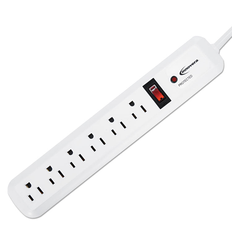 Innovera - Surge Protector, 6 AC Outlets, 4 ft Cord, 540 J, White