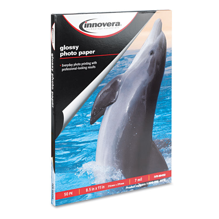 Innovera - Glossy Photo Paper, 7 mil, 8.5 x 11, Glossy White, 50/Pack