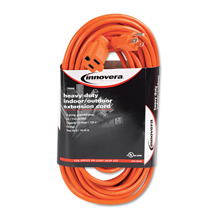 Innovera - Indoor/Outdoor Extension Cord, 50 ft, 13 A, Orange