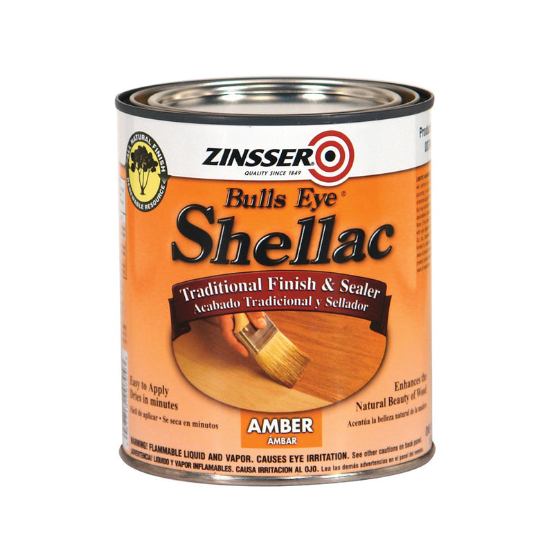 BULLS EYE - Zinsser Bulls Eye Amber Shellac Finish and Sealer 1 qt