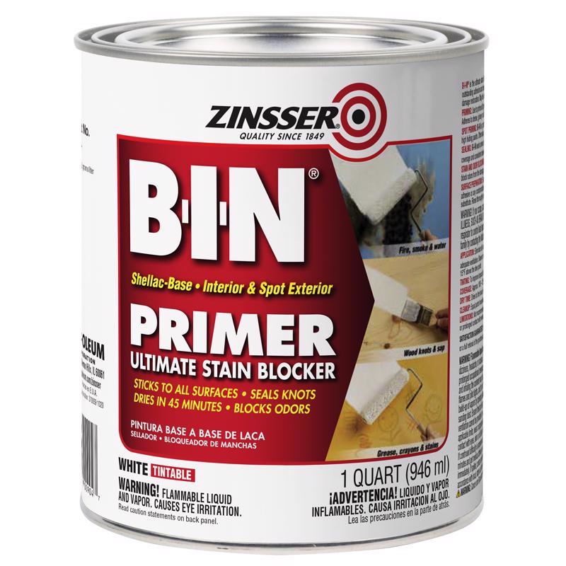 ZINSSER - Zinsser B-I-N White Flat Shellac-Based Primer and Sealer 1 qt - Case of 6