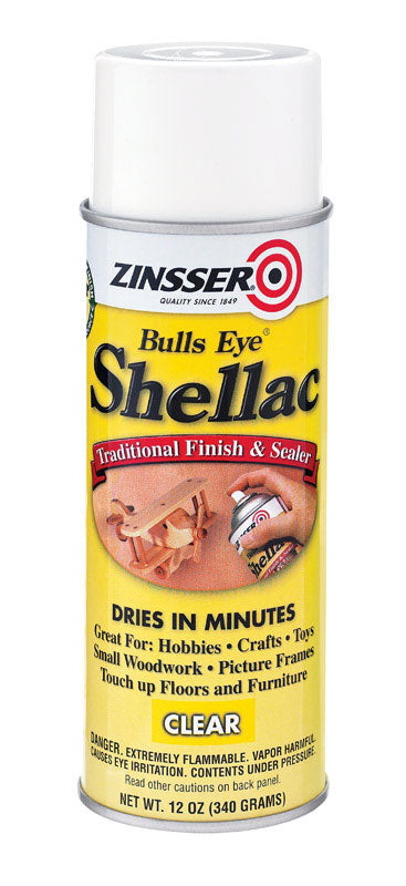 BULLS EYE - Zinsser Bulls Eye Semi-Gloss Clear Shellac-Based Finish and Sealer 12 oz