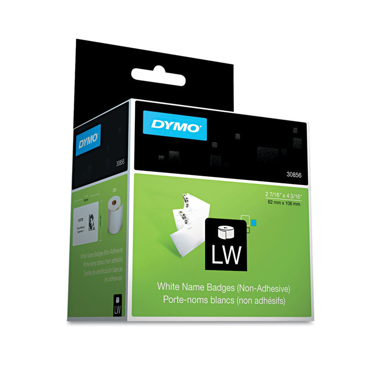 DYMO - Name Badge Insert Labels, 2.43" x 4.18", White, 250/Box