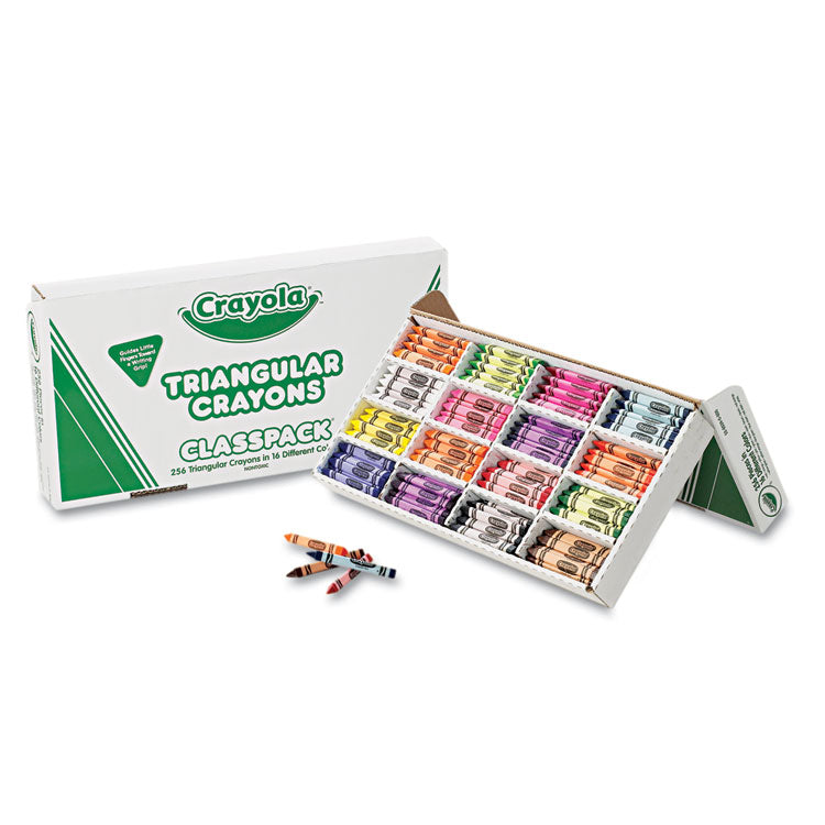 Crayola - Classpack Triangular Crayons, 16 Colors, 256/Carton