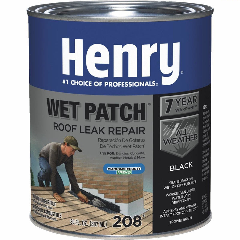 WET PATCH - Henry Smooth Black Asphalt All-Weather Roof Cement 30 oz - Case of 12