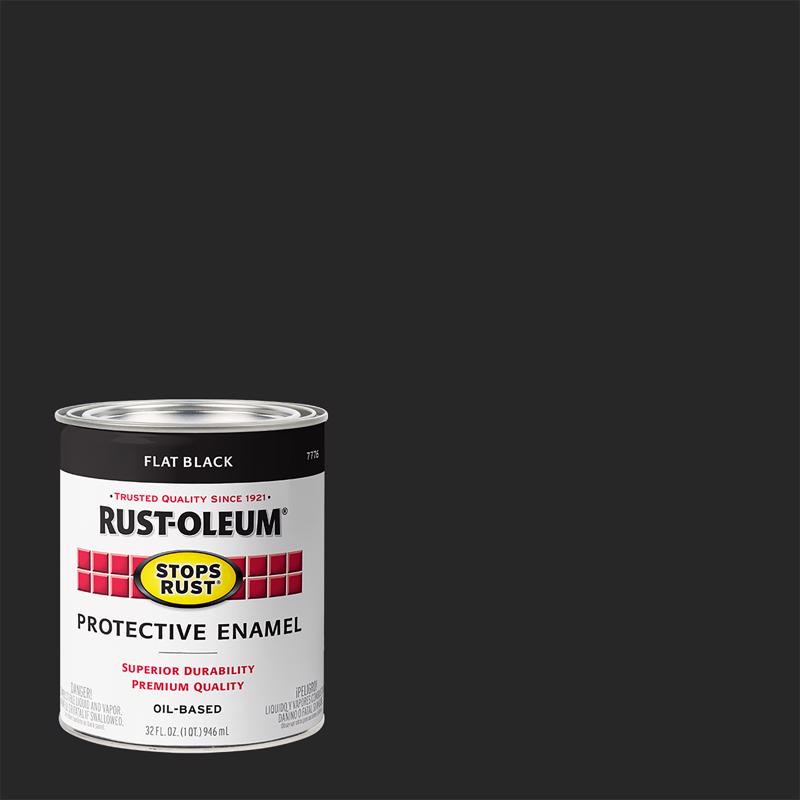 RUST-OLEUM - Rust-Oleum Stops Rust Indoor and Outdoor Flat Black Oil-Based Protective Paint 1 qt - Case of 2