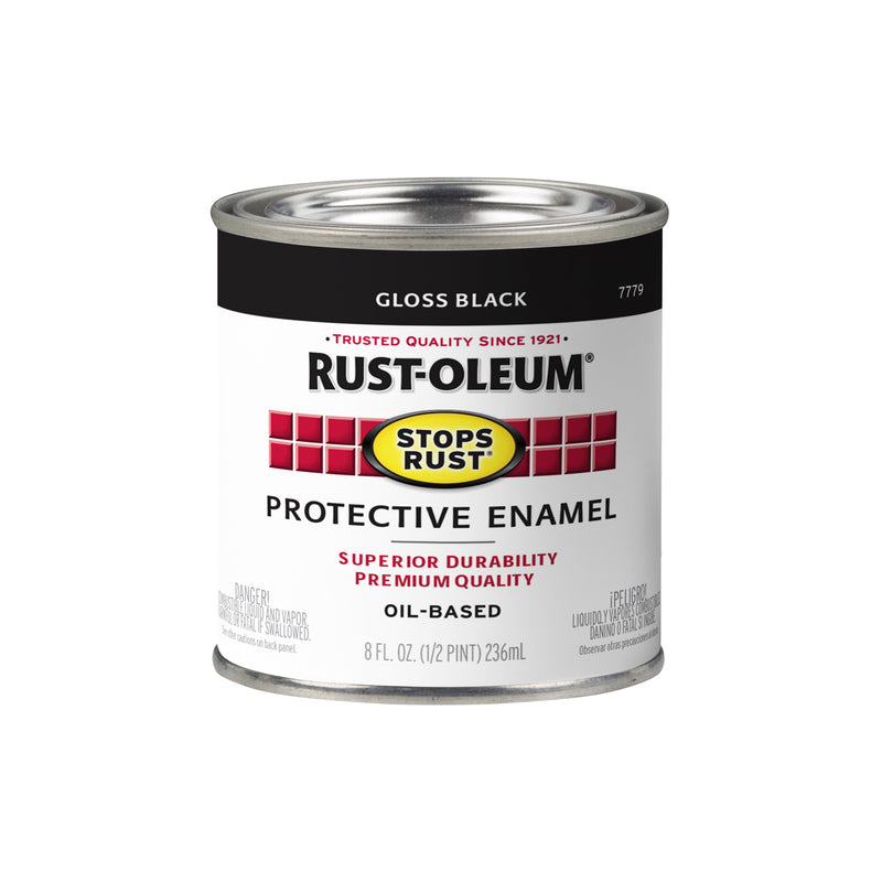 RUST-OLEUM - Rust-Oleum Stops Rust Indoor and Outdoor Gloss Black Oil-Based Protective Paint 0.5 pt - Case of 6