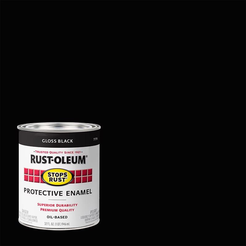 RUST-OLEUM - Rust-Oleum Stops Rust Indoor and Outdoor Gloss Black Oil-Based Enamel Protective Paint 1 qt - Case of 4