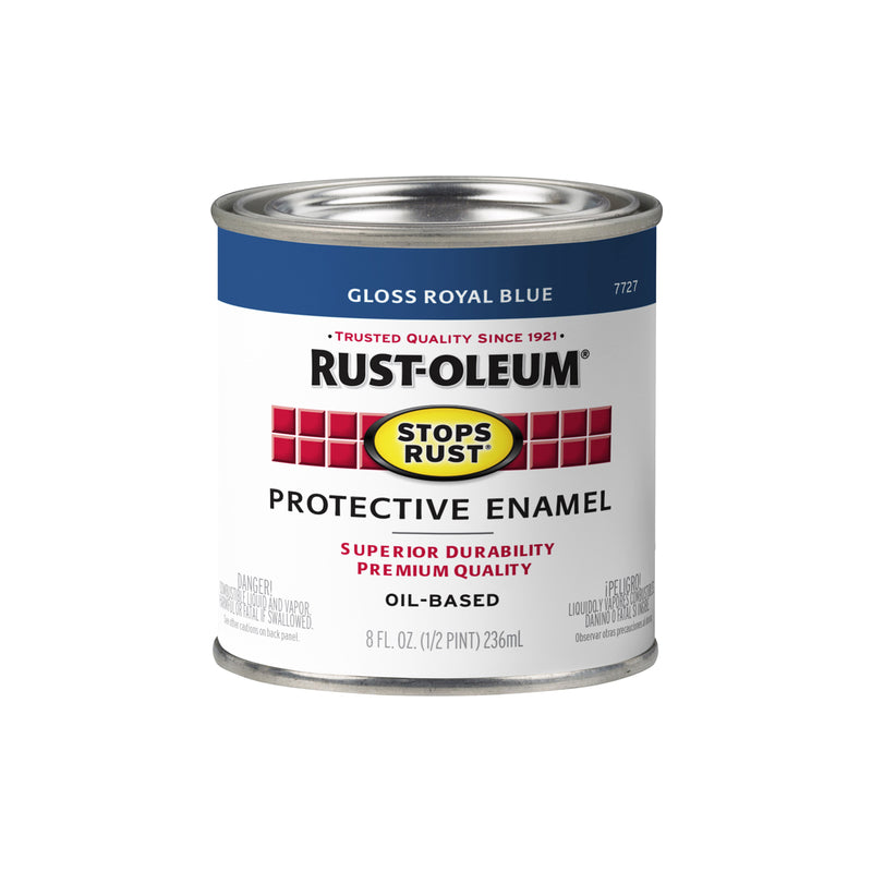 RUST-OLEUM - Rust-Oleum Stops Rust Indoor and Outdoor Gloss Royal Blue Oil-Based Protective Paint 0.5 pt