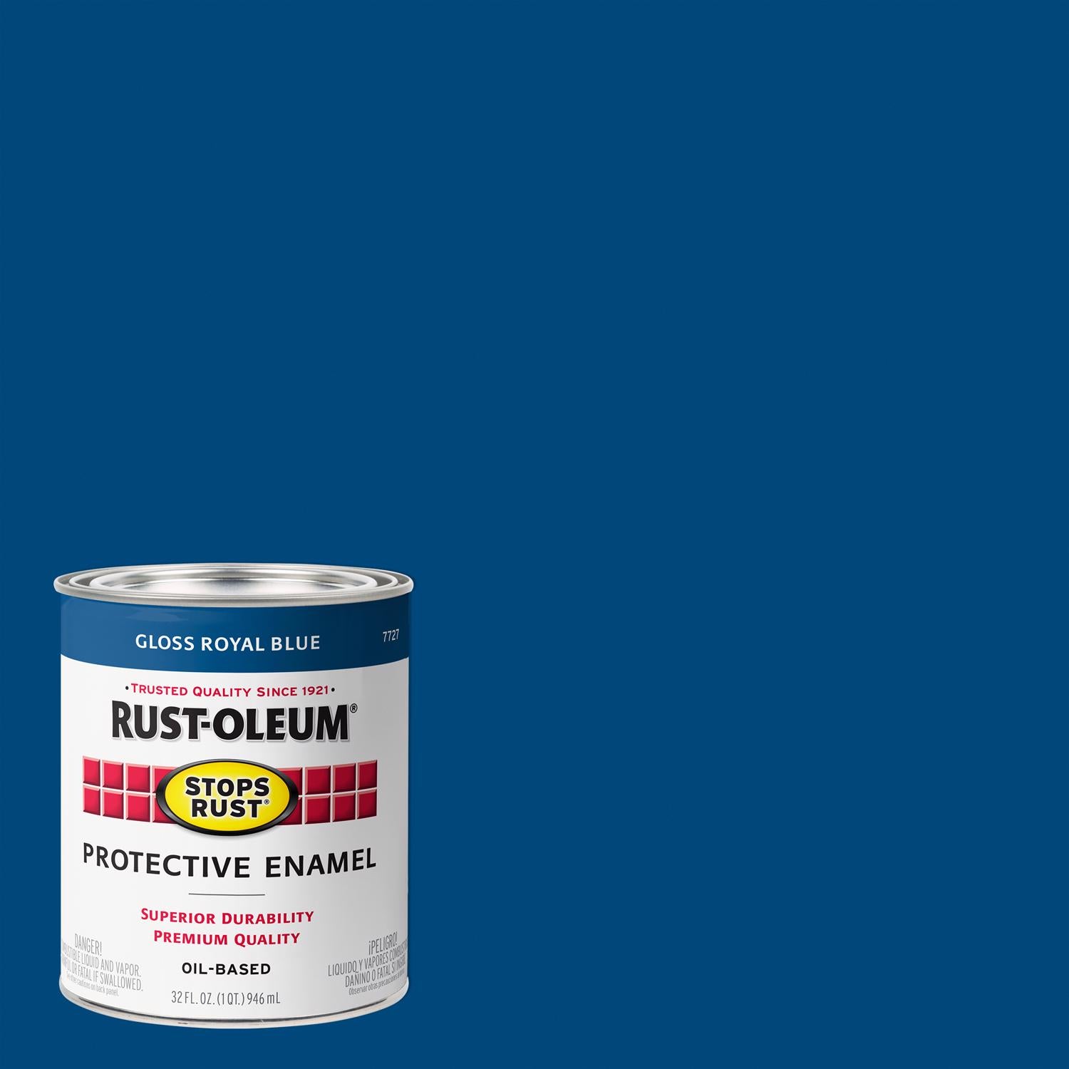 Rust-Oleum Stops Rust Indoor and Outdoor Gloss Royal Blue Oil-Based Protective Paint 1 qt - Case of 2