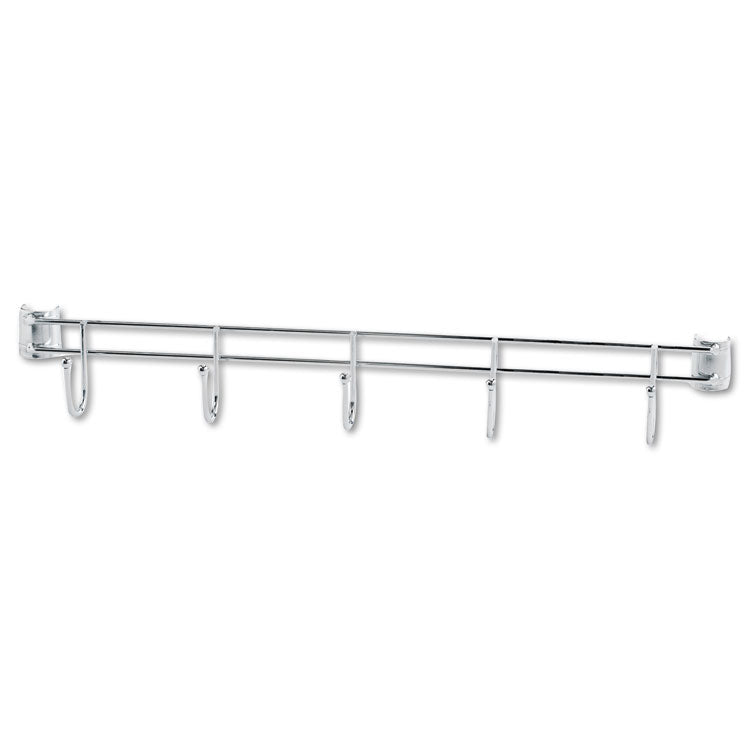 Alera - Hook Bars For Wire Shelving, Five Hooks, 24" Deep, Silver, 2 Bars/Pack