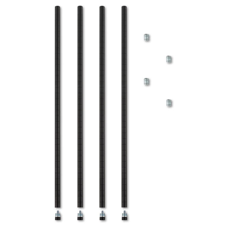 Alera - Stackable Posts For Wire Shelving, 36 "High, Black, 4/Pack