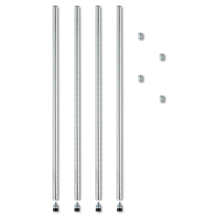 Alera - Stackable Posts For Wire Shelving, 36" High, Silver, 4/Pack