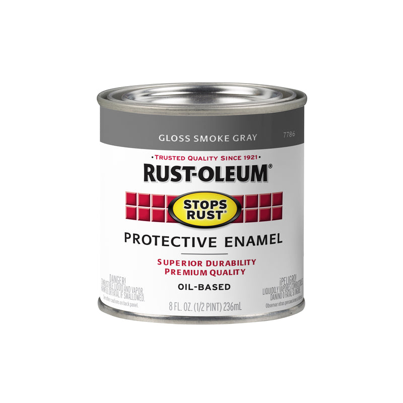 RUST-OLEUM - Rust-Oleum Stops Rust Indoor and Outdoor Gloss Smoke Gray Oil-Based Protective Paint 0.5 pt