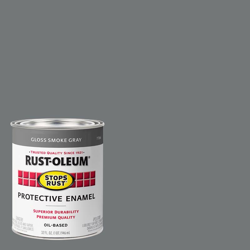 RUST-OLEUM - Rust-Oleum Stops Rust Gloss Smoke Gray Protective Enamel Exterior and Interior 1 qt - Case of 2