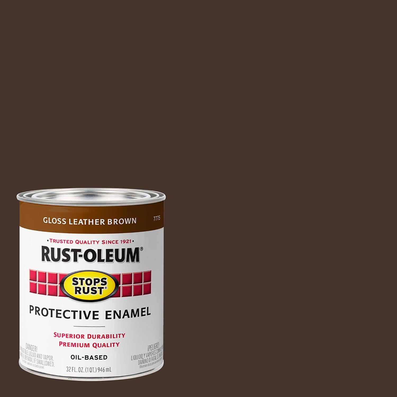 Rust-Oleum Stops Rust Indoor and Outdoor Gloss Leather Brown Oil-Based Protective Paint 1 qt - Case of 2