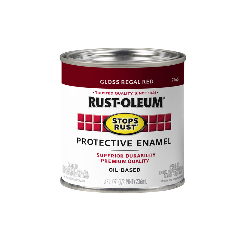 RUST-OLEUM - Rust-Oleum Stops Rust Indoor and Outdoor Gloss Regal Red Oil-Based Protective Paint 0.5 pt