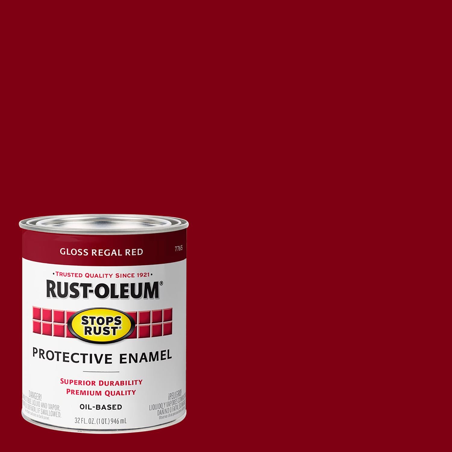 Rust-Oleum Stops Rust Indoor and Outdoor Gloss Regal Red Oil-Based Protective Paint 1 qt - Case of 2