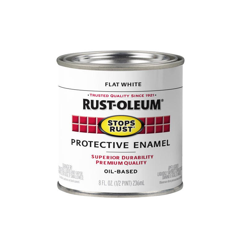 RUST-OLEUM - Rust-Oleum Stops Rust Indoor and Outdoor Flat White Oil-Based Protective Paint 0.5 pt