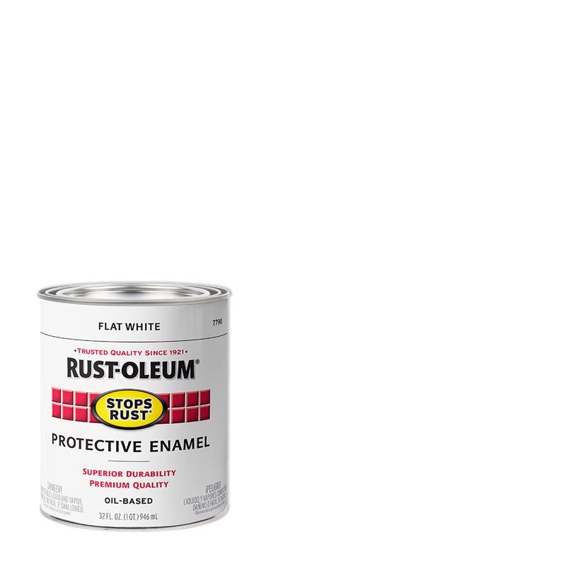 RUST-OLEUM - Rust-Oleum Stops Rust Indoor and Outdoor Flat White Oil-Based Protective Paint 1 qt - Case of 2