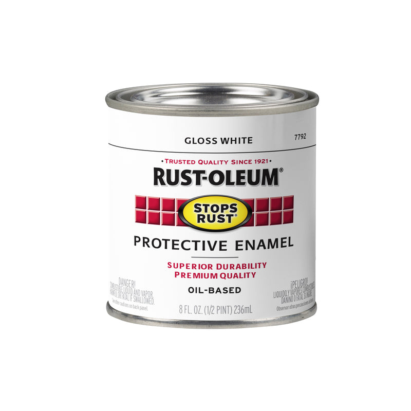 RUST-OLEUM - Rust-Oleum Stops Rust Indoor and Outdoor Gloss White Oil-Based Enamel Protective Paint 0.5 pt - Case of 6