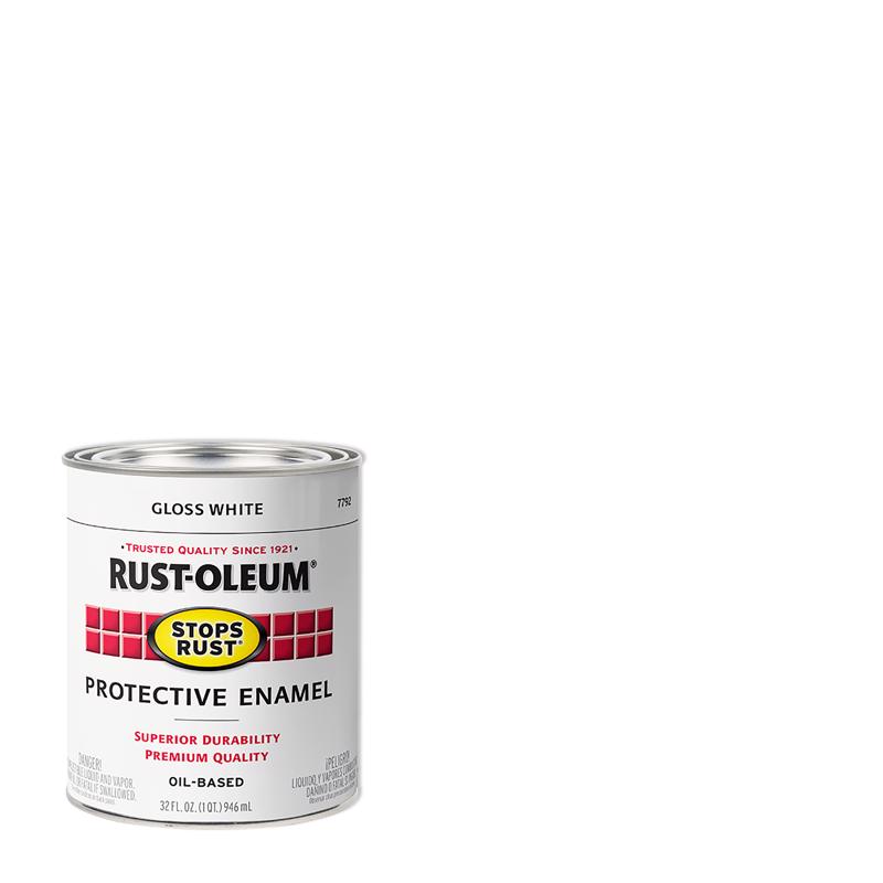 RUST-OLEUM - Rust-Oleum Stops Rust Indoor and Outdoor Gloss White Oil-Based Protective Paint 1 qt