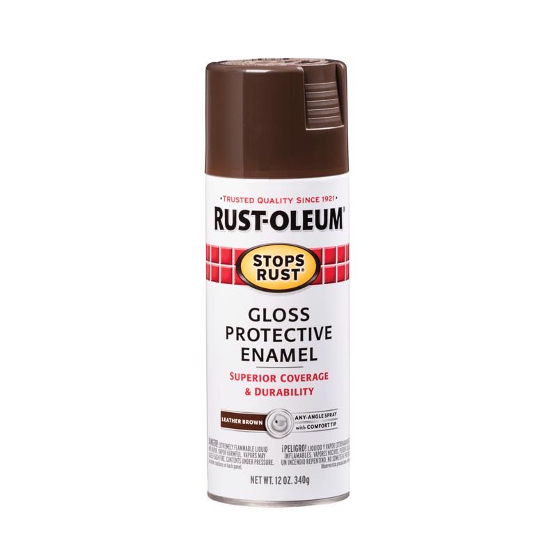 RUST-OLEUM - Rust-Oleum Stops Rust Gloss Leather Brown Spray Paint 12 oz