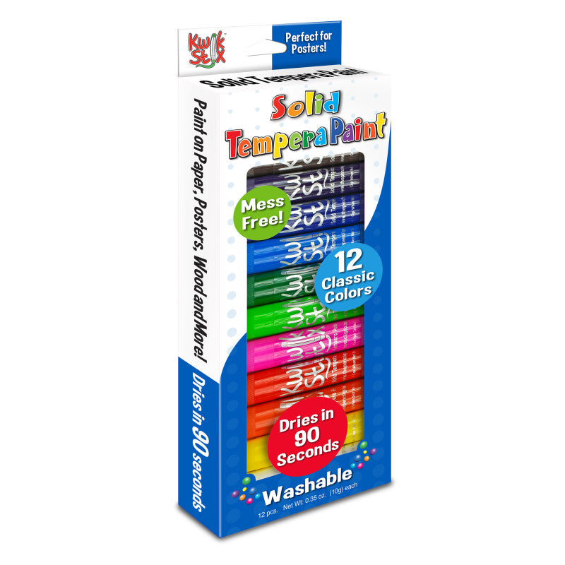 KWIK STIX - Solid Tempera Paint Stick, 12 Primary Colors