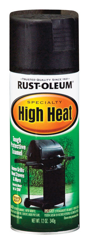 RUST-OLEUM - Rust-Oleum Specialty Satin Bar-B-Que Black High Heat Spray Paint 12 oz - Case of 6