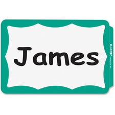 C-Line Self-Adhesive Name Tags - Green Border, Peel & Stick, 3-1/2 x 2-1/4, 100/BX, 92263