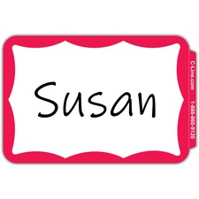 C-Line Self-Adhesive Name Tags - Red Border, Peel & Stick, 3-1/2 x 2-1/4, 100/BX, 92264