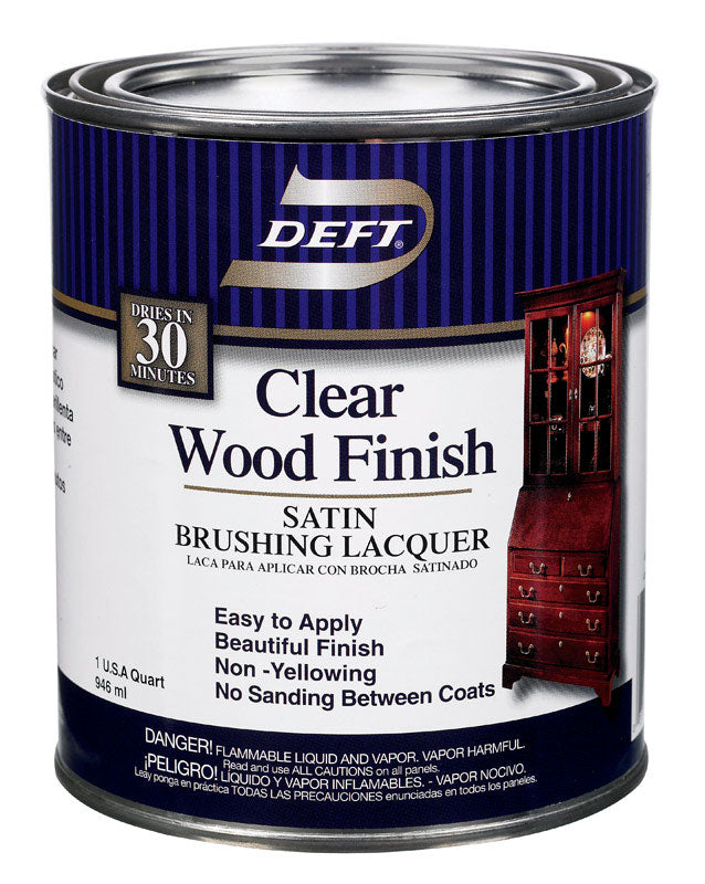 DEFT - Deft Satin Clear Oil-Based Brushing Lacquer 1 qt - Case of 4