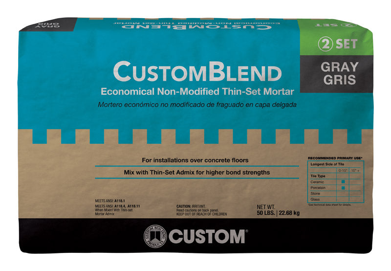 CUSTOM BUILDING PRODUCTS - Custom Building Products Gray Thin-Set Mortar 50 lb